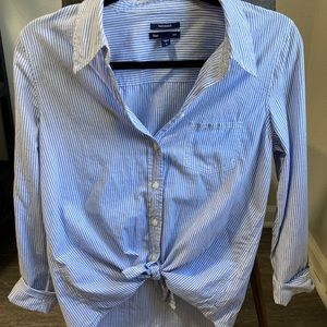 Boyfriend Fit Striped Button Down